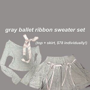gray ballet ribbon skirt + sweater set